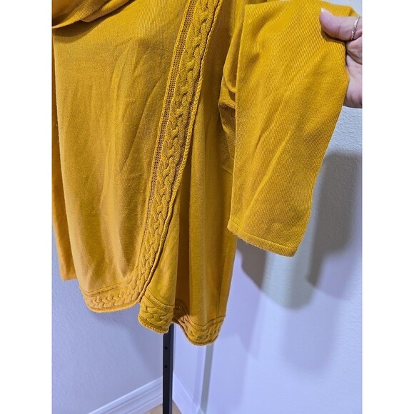Cowl Sweater Womens Med Mustard Yellow Funnel Pullover Lagenlook Goblincore Chic - Picture 3 of 6